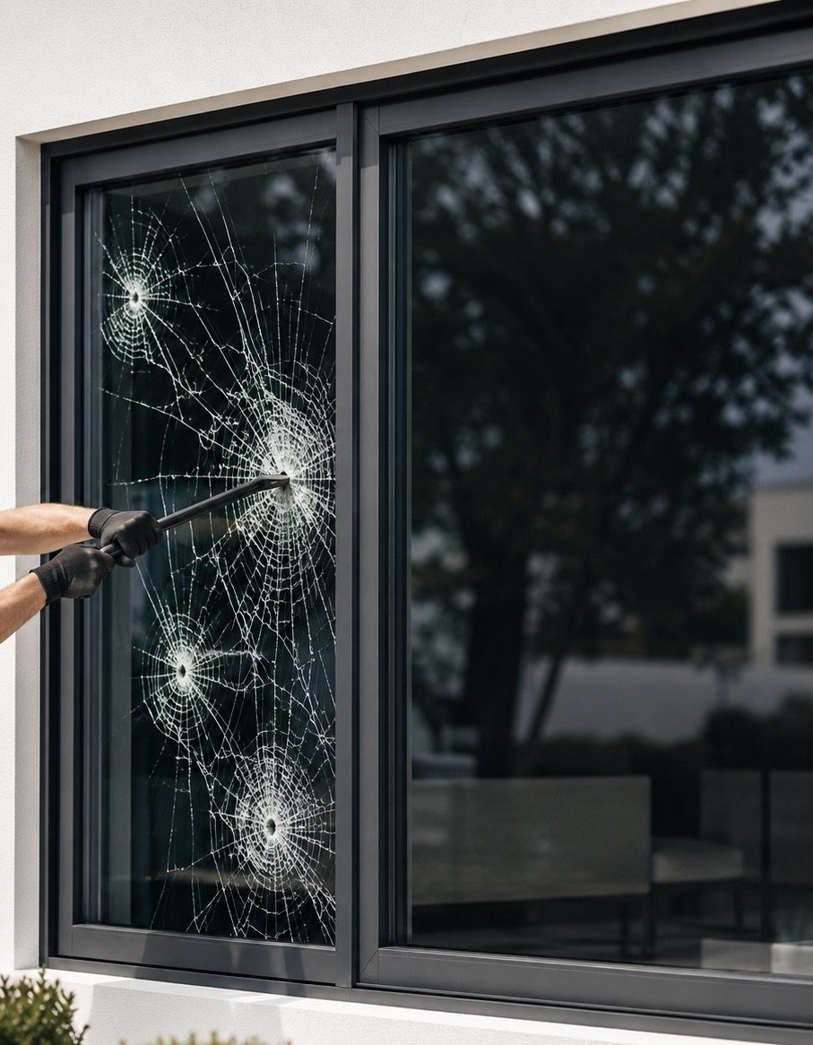 Impact test on a European laminated acoustic window